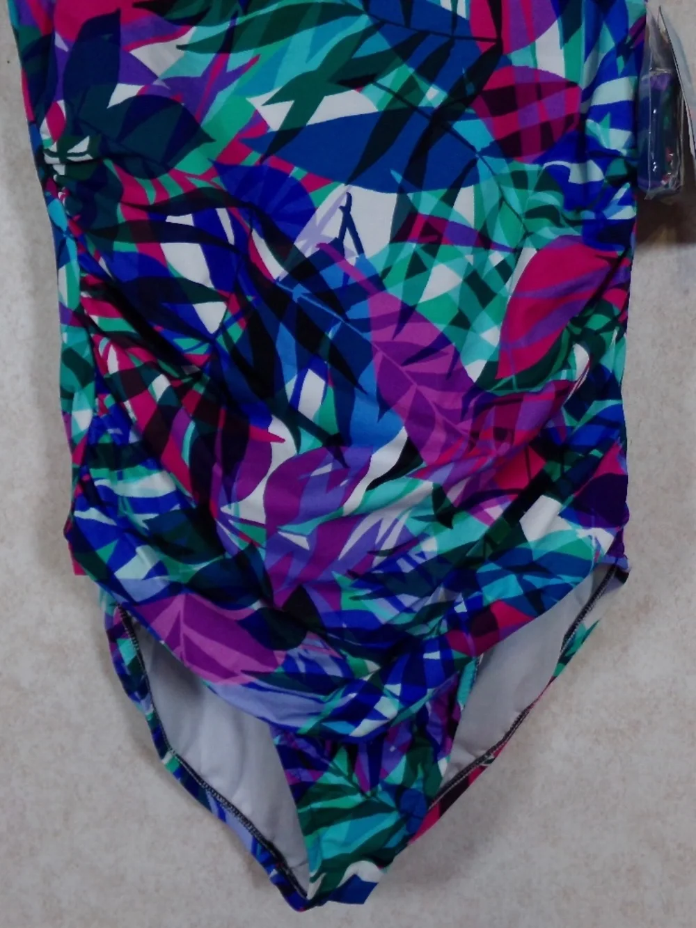 SOLD Swim Solutions Multi Off Shoulder With or W/O Straps 1 PC,Elastic Neck Sz14 - Picture 4 of 13